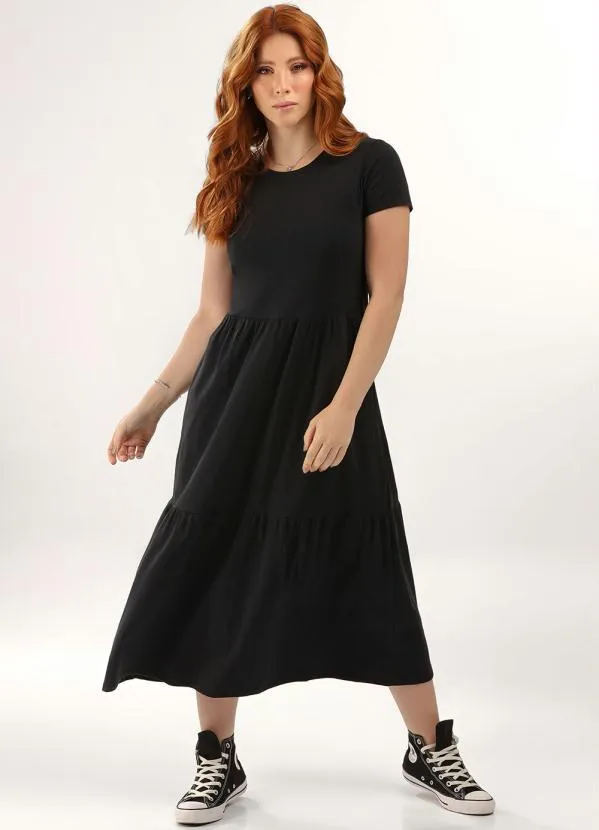 Just Basic - Vestido Longo Marias Preto