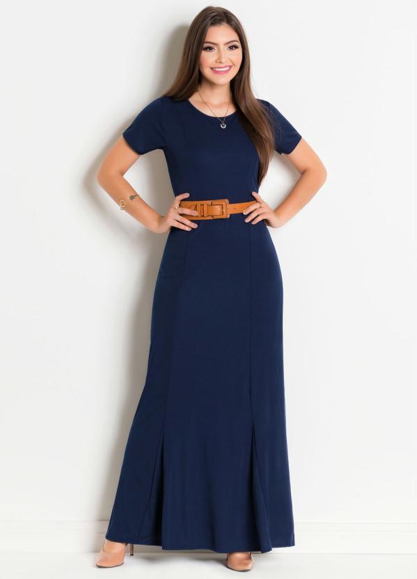 Rosalie - Vestido Longo Marinho Moda Evangélica 3