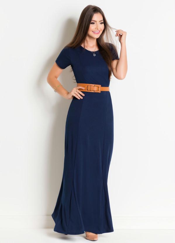 Rosalie - Vestido Longo Marinho Moda Evangélica 4