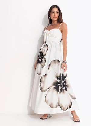 Farm - Vestido Longo Maya Off White - FARM