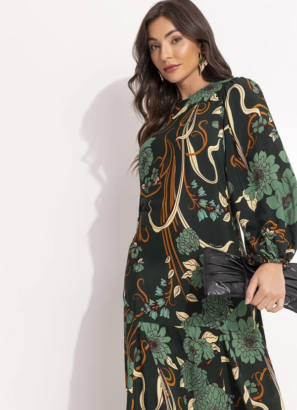 Farm - Vestido Longo Mg Beatrice Floral Verde 4
