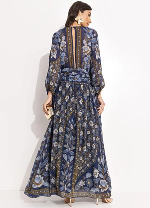 Farm - Vestido Longo Mg Marcelle Azul - FARM