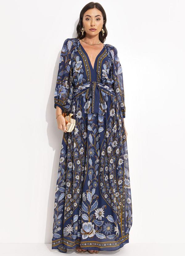 Farm - Vestido Longo Mg Marcelle Azul