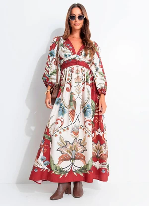 Farm - Vestido Longo Milena Vermelho - FARM