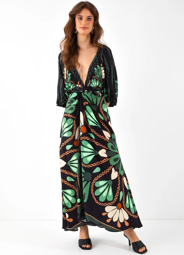 Farm - Vestido Longo Miranda Preto