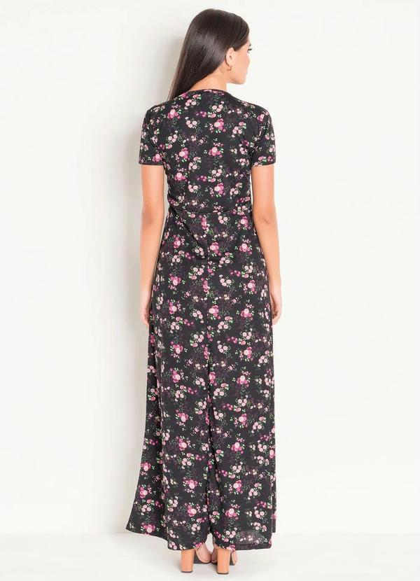 Outlet - Vestido Longo Moda Evangélica Floral Dark 2