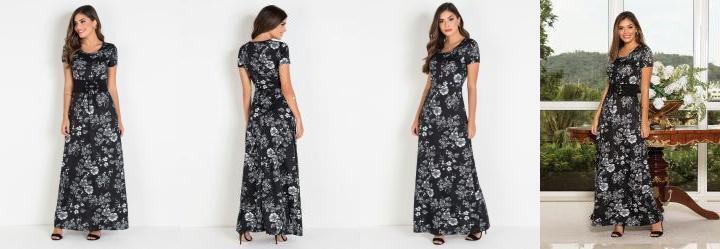Vestido Longo Floral Dark