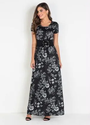 Rosalie - Vestido Longo  Floral Dark - ROSALIE