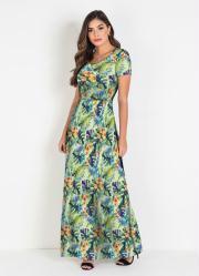 Vestido Longo Floral Verde