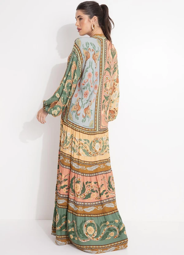 Farm - Vestido Longo Naipe Animal Verde 2