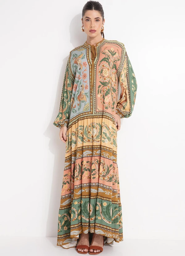 Farm - Vestido Longo Naipe Animal Verde 4