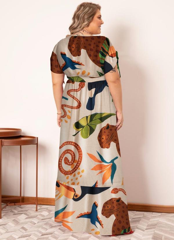 Quintess - Vestido Longo Natureza Bege com Amarrações 8