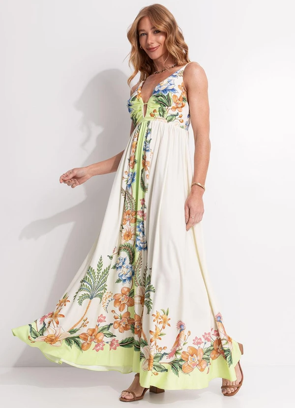 Farm - Vestido Longo Natureza Floral Bege 5