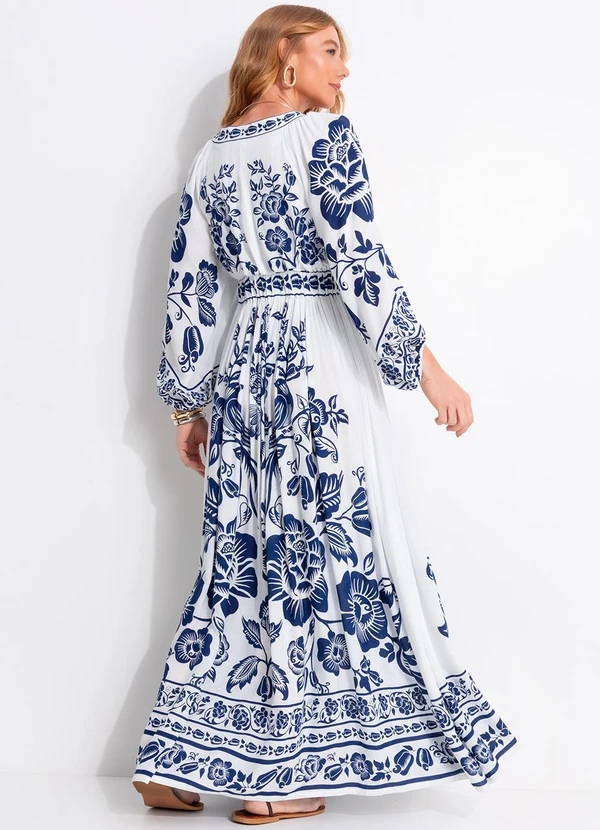 Farm - Vestido Longo Noite de Pássaro Azul 2