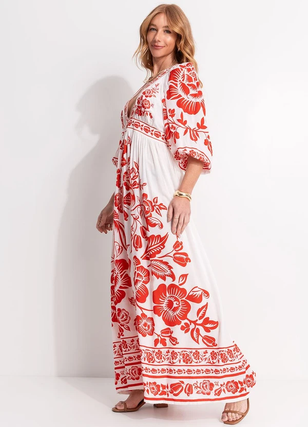 Farm - Vestido Longo Noite de Pássaro Off White 3