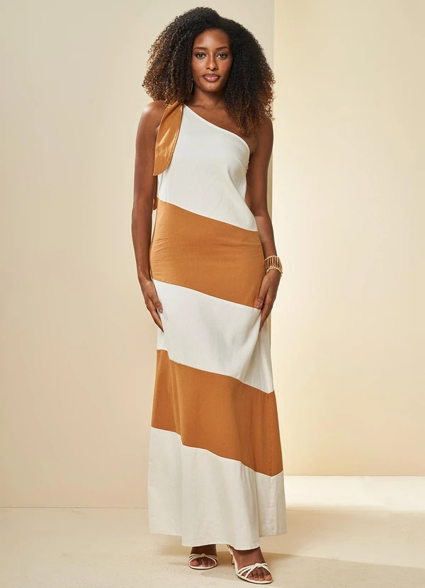 Doce Trama - Vestido Longo Oliva Branco 2