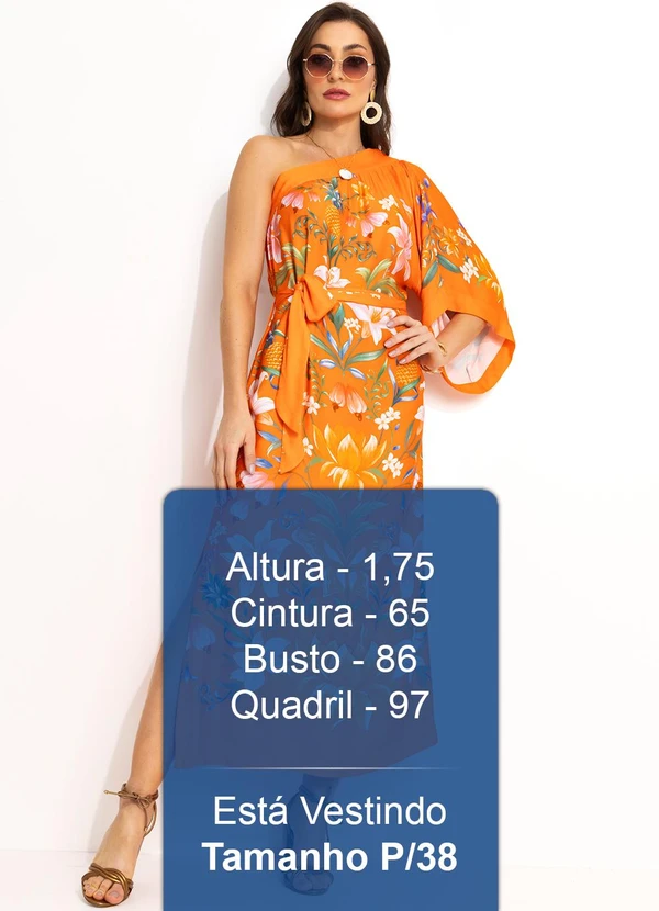 Farm - Vestido Longo Ombro Só em Viscose Laranja 5