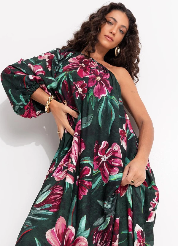 Farm - Vestido Longo Ombro Só Lineia Verde 4