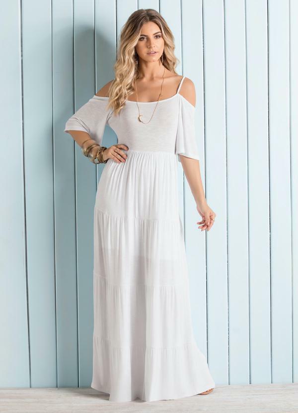 Vestido Longo Ombros de Fora (Branco)