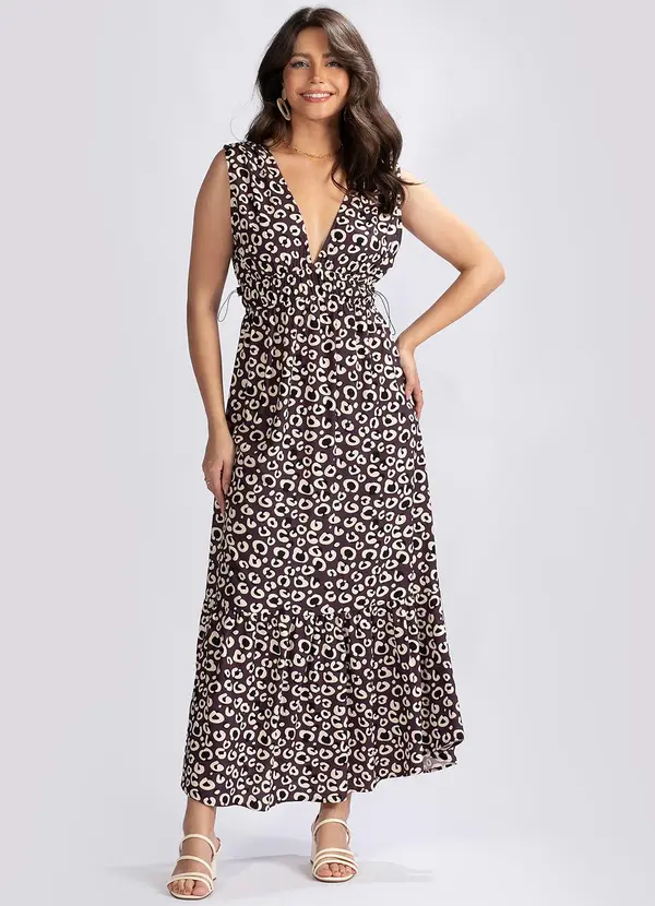 Vestido Longo Onca Viscose Roxo Animale Jeans