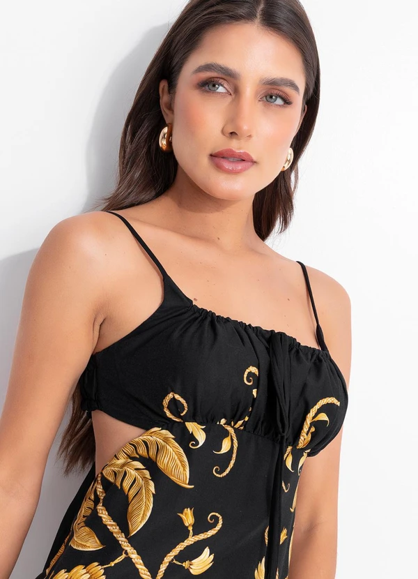 Farm - Vestido Longo Ourinho Tropical Preto 3