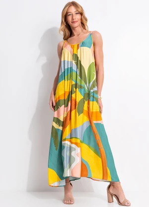 Farm - Vestido Longo Paisagem Carioca Amarelo - FARM