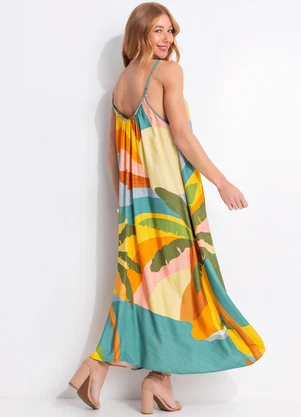 Farm - Vestido Longo Paisagem Carioca Amarelo - FARM