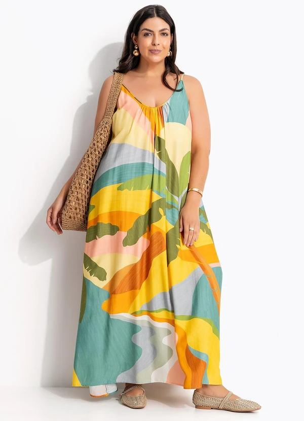 Farm - Vestido Longo Paisagem Carioca Amarelo 11