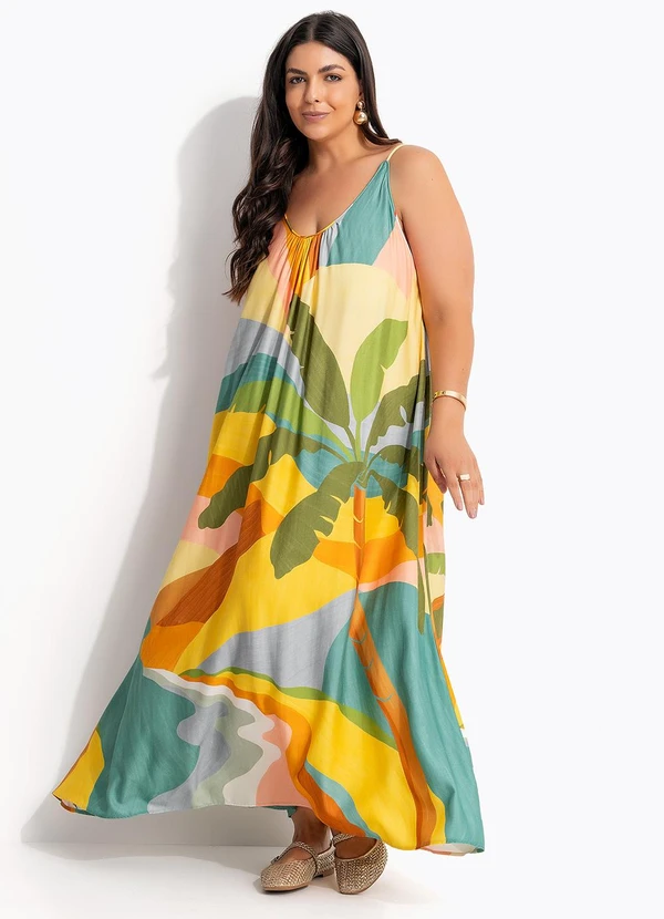 Farm - Vestido Longo Paisagem Carioca Amarelo 9