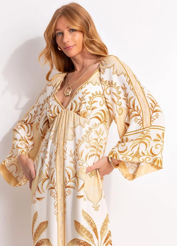 Farm - Vestido Longo Paisagem Tropical Bege 7