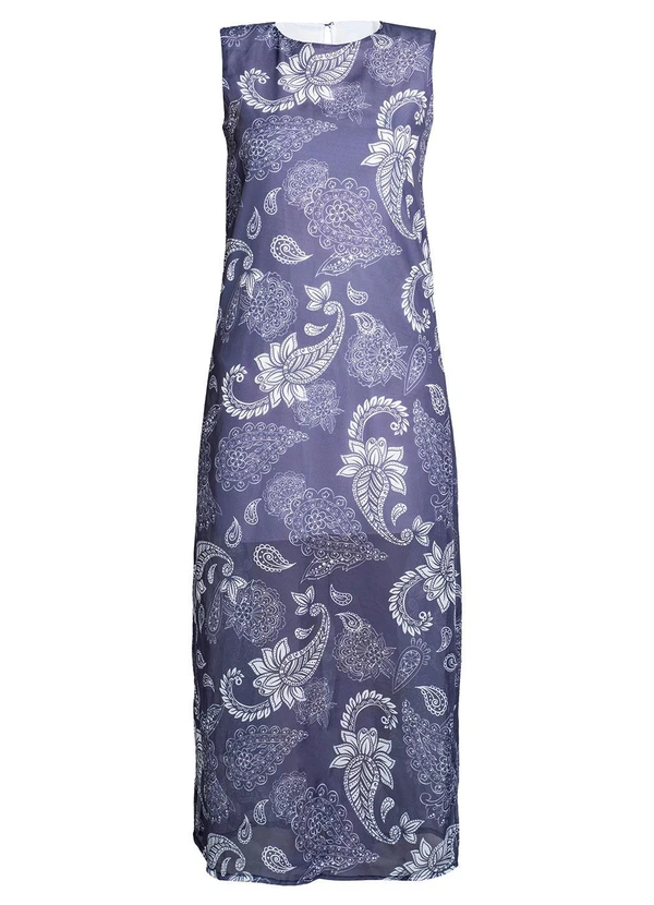 Queima Estoque - Vestido Longo Paisley Azul 8