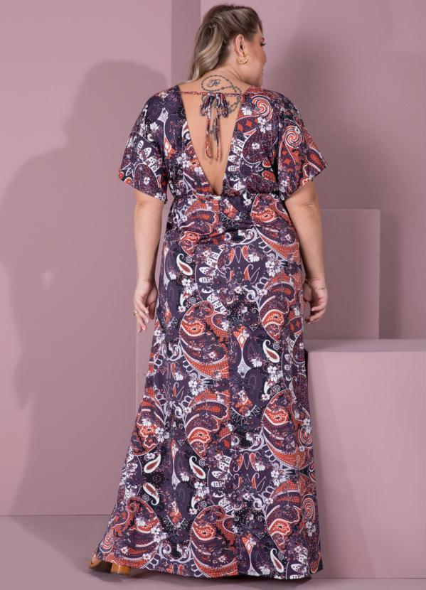 Quintess - Vestido Longo Paisley com Decote Profundo 6