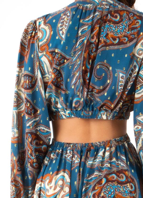 Farm - Vestido Longo Paisley Onça Azul 5