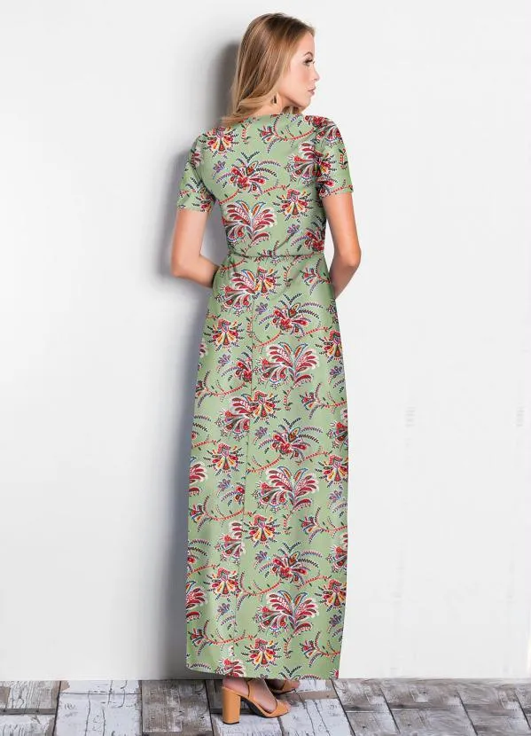 Rosalie - Vestido Longo Paisley Verde 2
