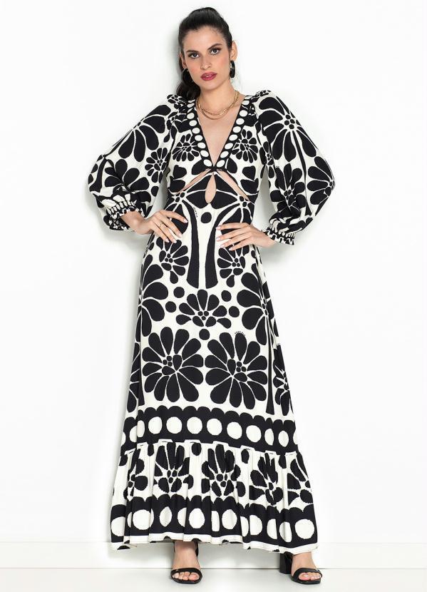 Farm - Vestido Longo Palermo de Viscose Branco
