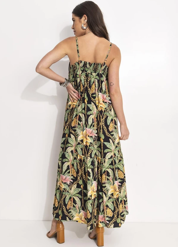 Farm - Vestido Longo Paraíso Tropical Preto 2