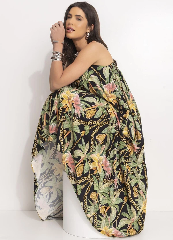 Farm - Vestido Longo Paraíso Tropical Preto 4