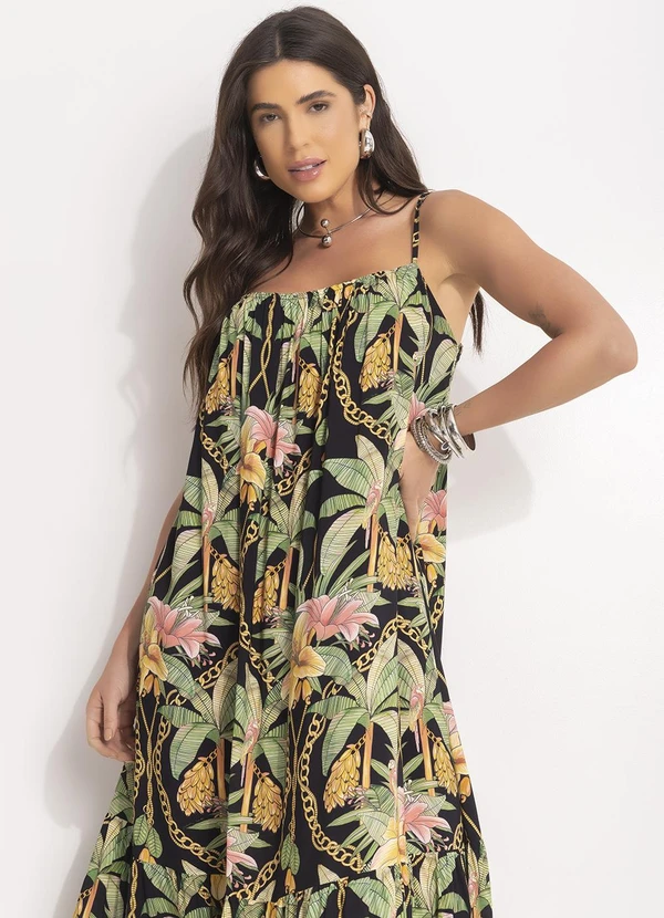 Farm - Vestido Longo Paraíso Tropical Preto 6
