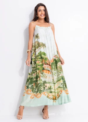 Farm - Vestido Longo Passeio Nó Parque Verde - FARM