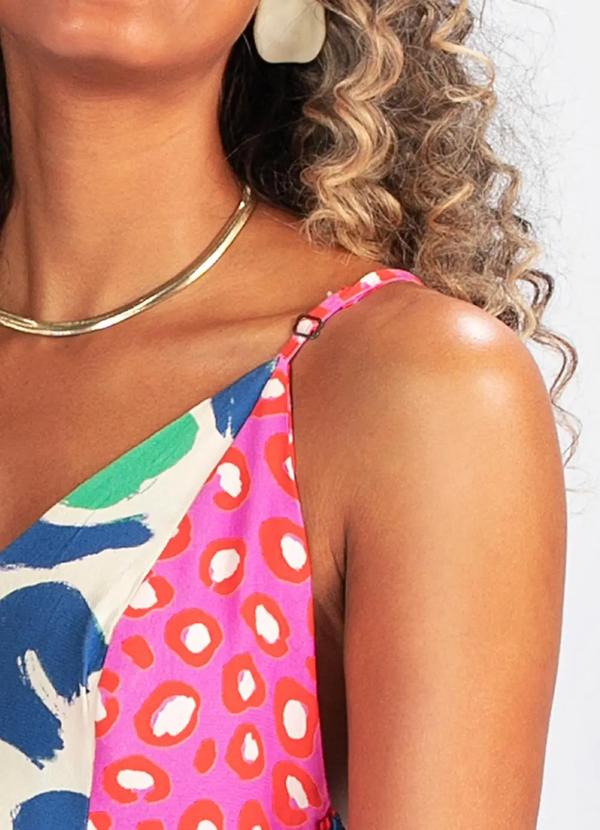 Farm - Vestido Longo Patch Onça em Viscose Rosa 3