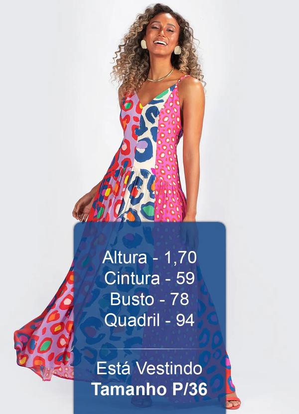 Farm - Vestido Longo Patch Onça em Viscose Rosa 5