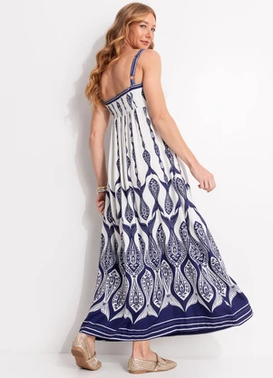 Farm - Vestido Longo Peixe Correnteza Off White - FARM