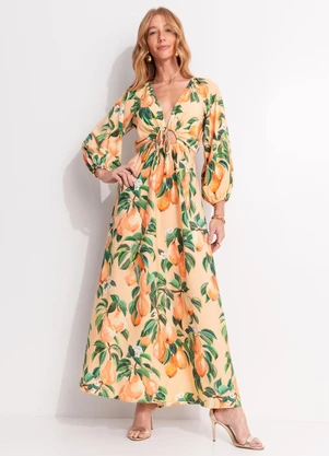 Farm - Vestido Longo Pera Chic Laranja - FARM