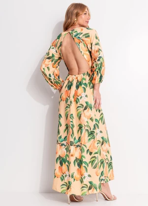 Farm - Vestido Longo Pera Chic Laranja - FARM
