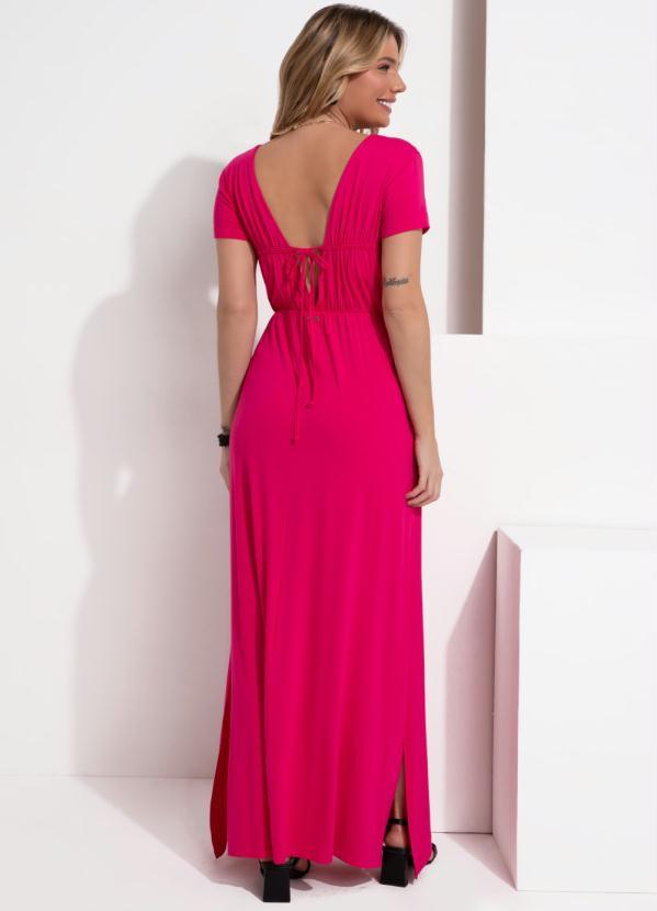Quintess - Vestido Longo Pink com Amarração Costas 2
