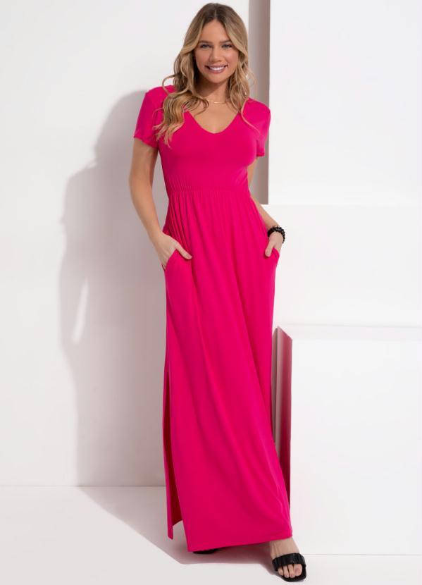 Quintess - Vestido Longo Pink com Amarração Costas 3