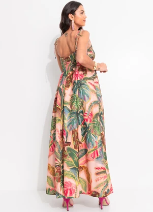 Farm - Vestido Longo Piscina Tropical Rosa - FARM
