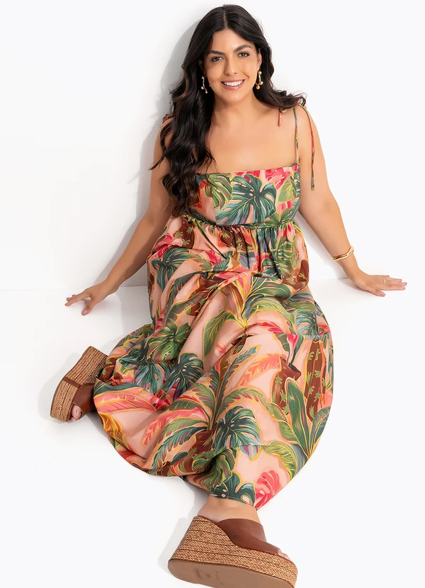 Farm - Vestido Longo Piscina Tropical Rosa 10