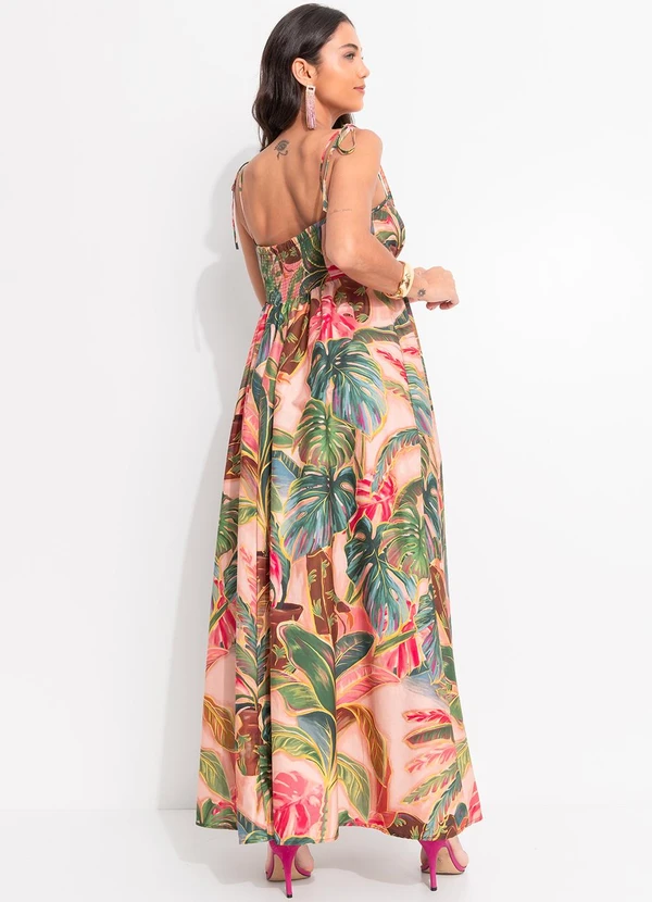 Farm - Vestido Longo Piscina Tropical Rosa 2