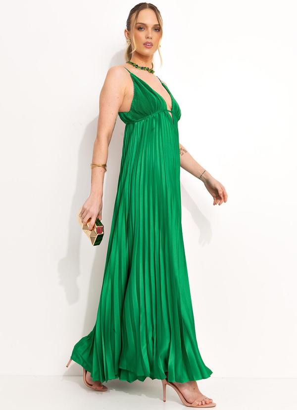 Farm - Vestido Longo Plissado Verde 3